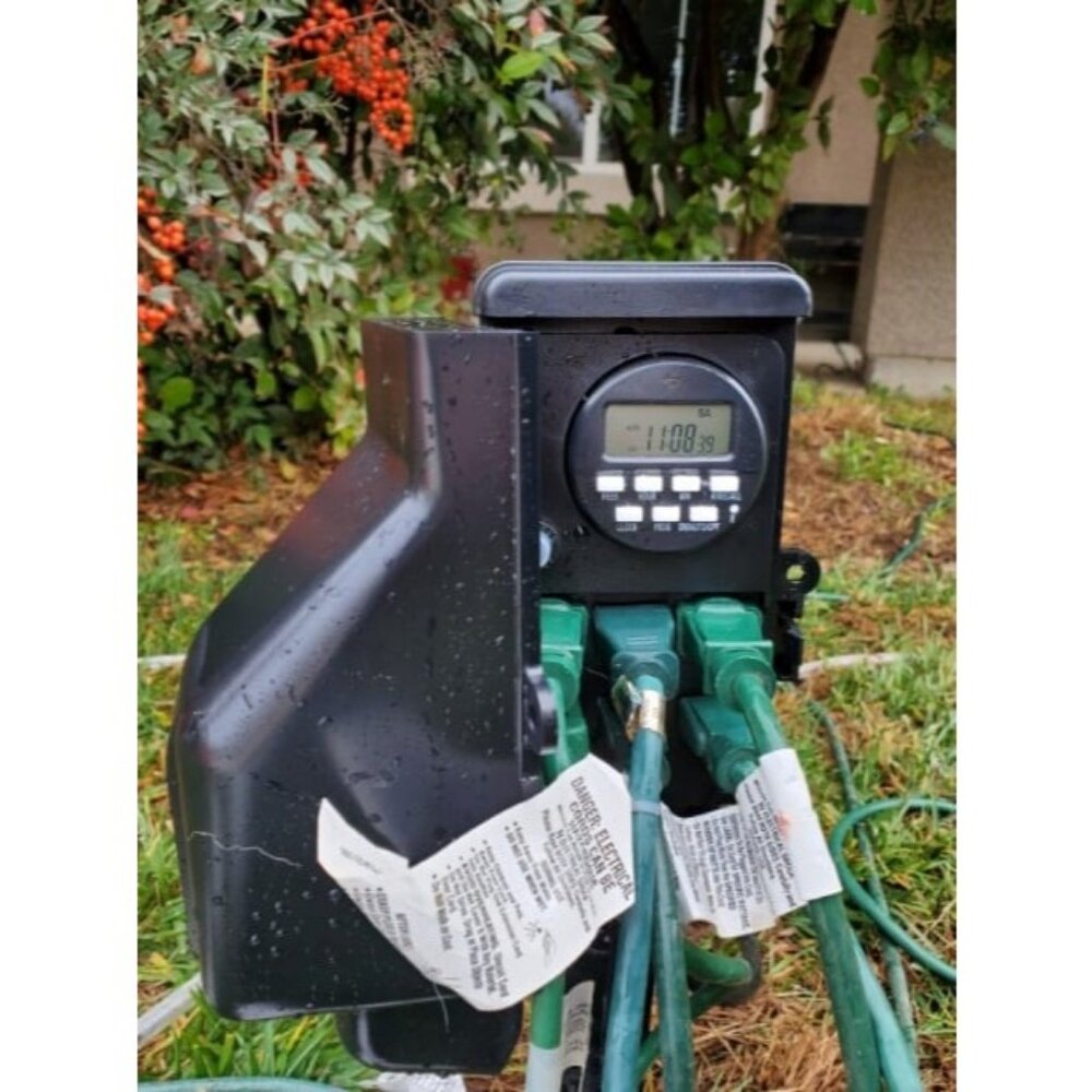 Outdoor Digital Power Strip Timer, Outdoor Multi Socket Time Timer 6 Outlet